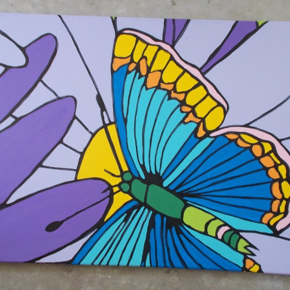 Butterfly Fun acrylic painting, 18"x24" - Picture 6 of 8